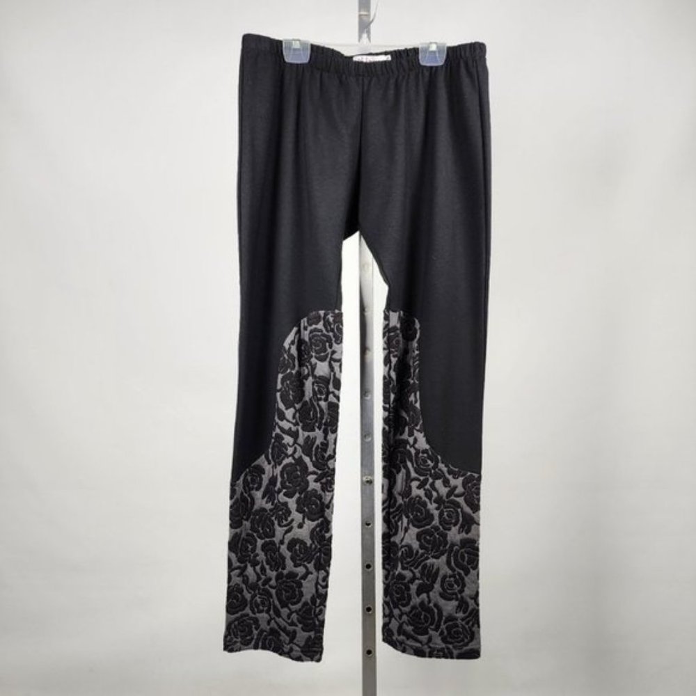 Purna Black Floral Straight Leg Pants Size 20